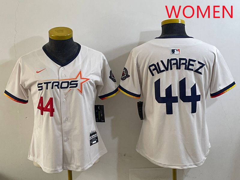 Women Houston Astros #44 Alvarez Cream Three generations Joint Name 2025 Nike MLB Jersey style 4